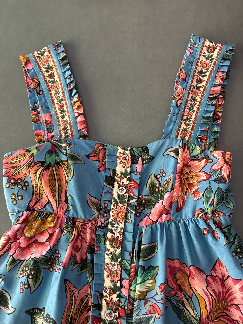 FARM Rio Wonderful Bouquet Blue Sleeveless Maxi Dress Size XS - Picture 2 of 14